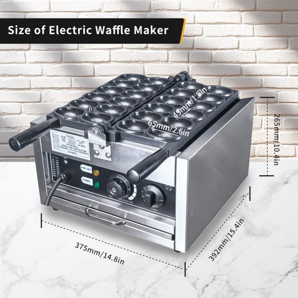Commercial 2000W Ball Shaped Fill Cheese Waffle Egg-Shaped Smiling Egg Face Waffle Maker with Non-Stick Snack Machine
