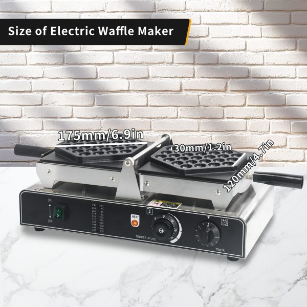 Commercial Electric Stainless Steel Bubble Waffle Machine 110/220v Hong Kong Egg Waffle Snack Non-Stick Temperature Time Control