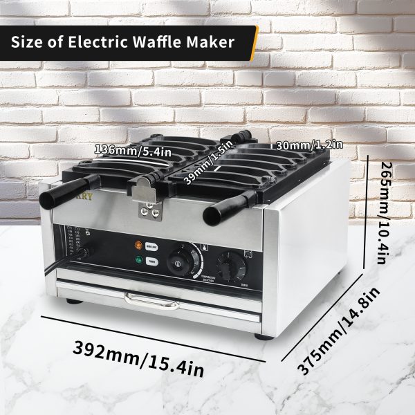 Commercial Electric Six Banana Shaped Smiling Face Waffle Maker High Productivity Stainless Steel for Restaurant Household Hotel