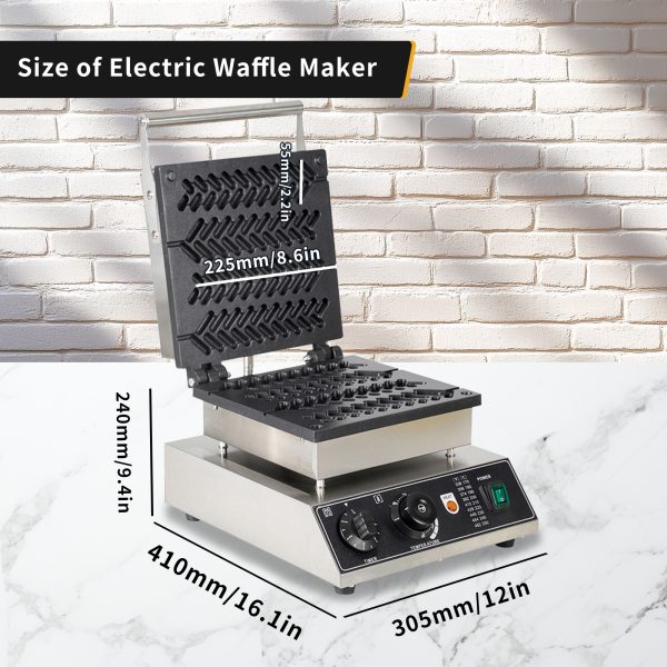 Commercial Stick Waffle Maker Christmas Tree-Shaped Molds 4 Stainless Steel Bakers Non-Stick Teflon Coating Snack Machines