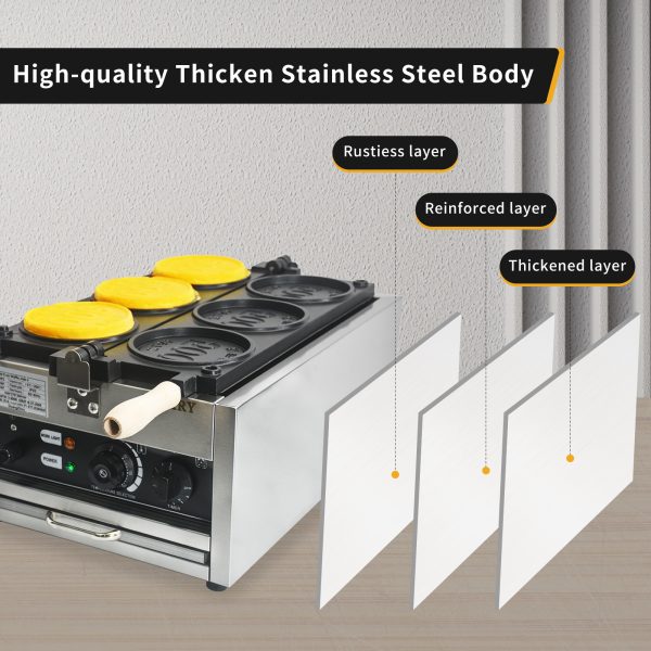 110/220V Customizable CPVKRY Electric Rotary Waffle Maker Non-Stick Stainless Steel 10 Yen Cheese Gold Coin Peso Shape Household