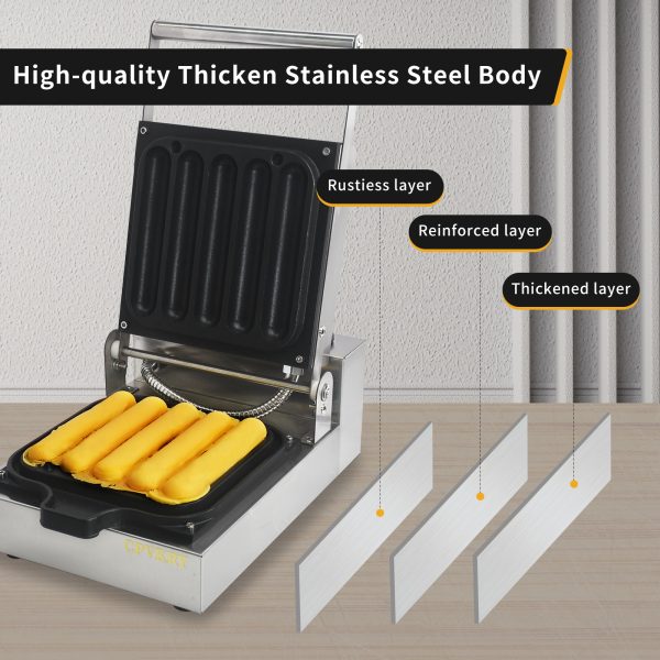 Commercial 110v/220v Hotdog Waffle Maker Machine New 5 Slice Non-Stick Stainless Steel Lolly Stick Waffle Maker