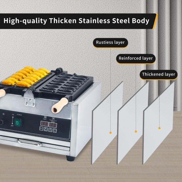Professional Intelligent Digital LED Taiyaki Fish Waffle Iron High-Precision Temperature Control New for Hotels Coffee Shops