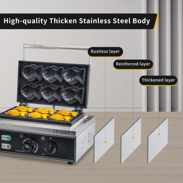 Electric Taiyaki Fish-Shaped Waffle Iron Stainless Steel High-precision Tempe Control Christmas Waffle Maker Snack Machine