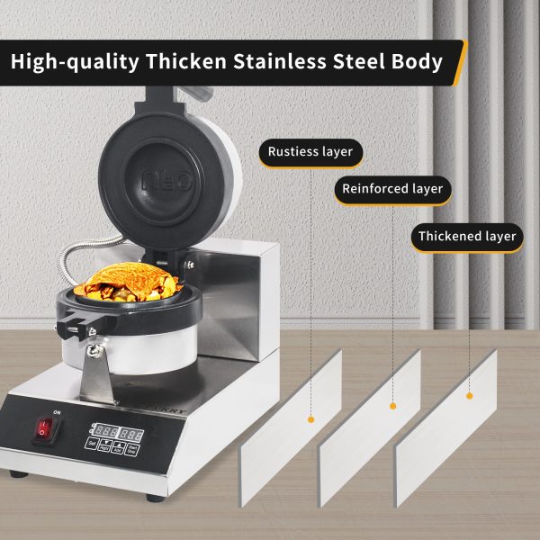 Commercial 1000W Digital UFO Sandwich Press for Burger Ice Cream Non-Stick Stainless Steel Lockable for Hotel Snack Machine