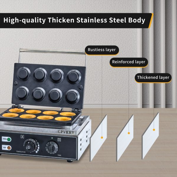 1550w Commercial Electric Cooking Pie Machine Mini Egg Tart Shell Pie Crust Pressing Machine Nonstick 8pcs Egg Tart Machine