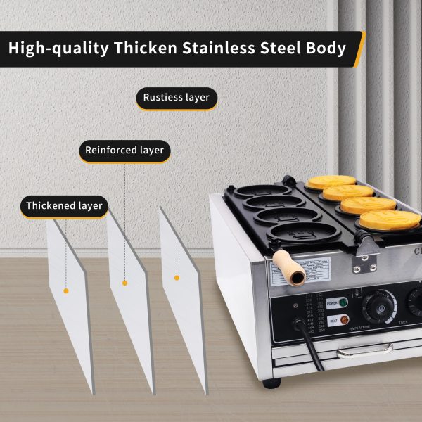 CPVKRY Customized Korean Industrial Gold Coin Shape Waffle Maker Machine Electric Gas for Restaurant Use Cheesy Customization