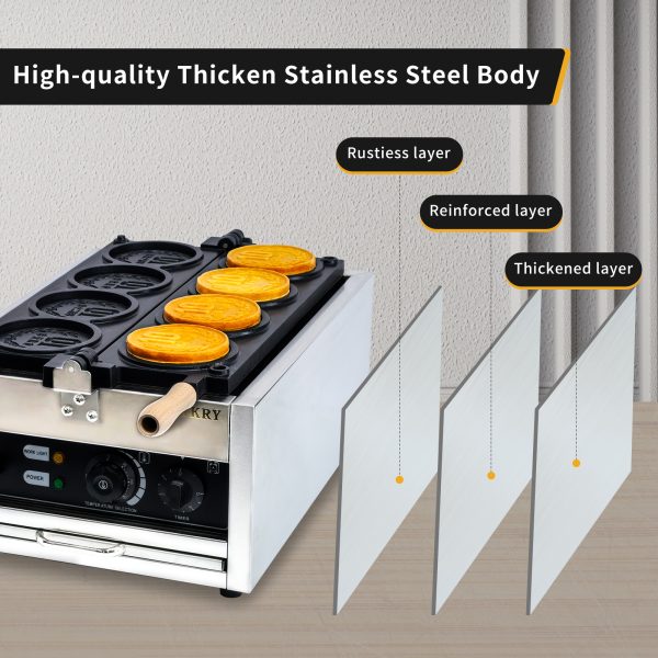 110/220V Customizable CPVKRY Electric Rotary Waffle Maker Non-Stick Stainless Steel 10 Yen Cheese Gold Coin Peso Shape Household