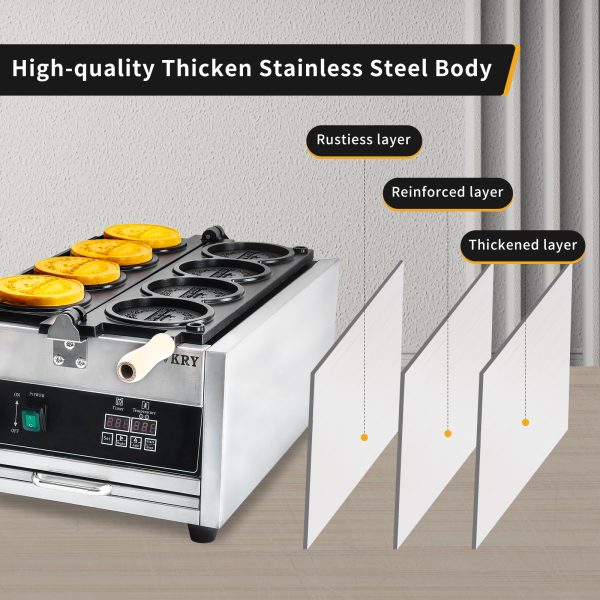 110/220V Customizable CPVKRY Electric Rotary Waffle Maker Non-Stick Stainless Steel 10 Yen Cheese Gold Coin Peso Shape Household