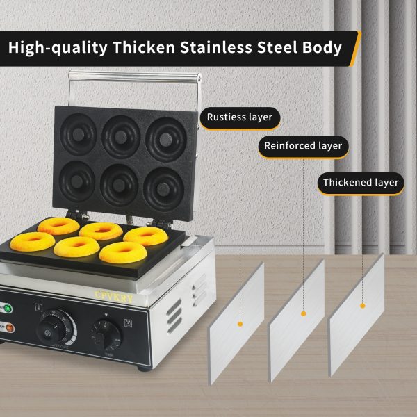 Belgium 6-Hole Double-Sided Mini Doughnut Machine New Home Bakery Nonstick Heating Donut Maker