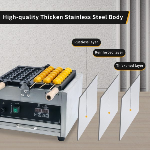 1500W Professional Intelligent Digital Waffle Stick Maker Machine 110 220 V Commercial Grade Non-Stick Stainless Steel for Hotel