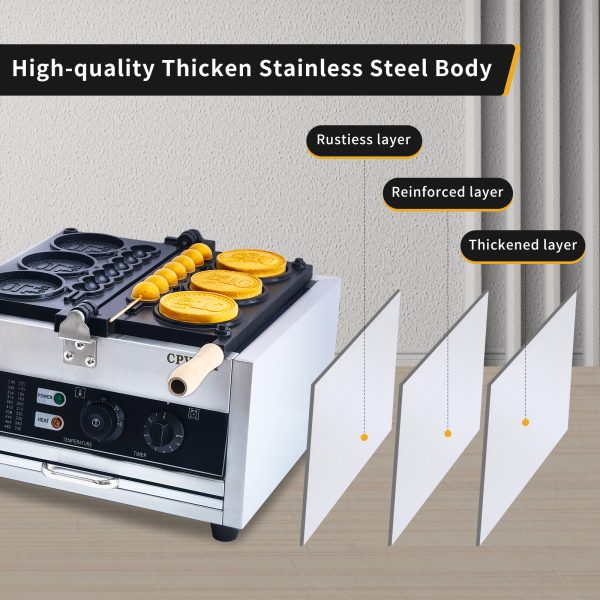 Commercial 10 Yen Coin Operated 1550W 2-in-1 Stainless Steel Waffle Maker Adjustable Temper New Snack Machine for Waffle Sticks