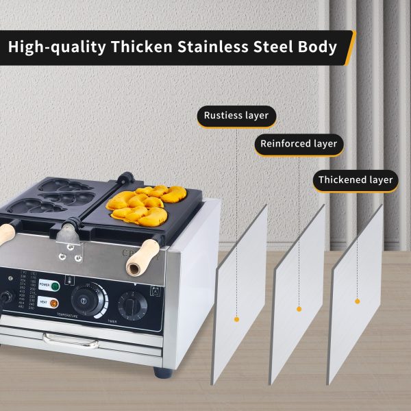 CPVKRY Newly Designed Poop Shaped Waffle Maker Stainless Steel Pancake Top of the Line Double Flip Rotating Waffle Maker