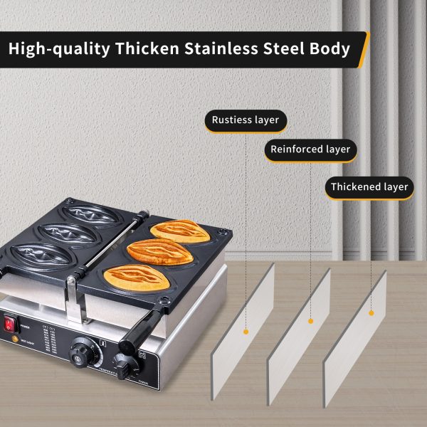 Commercial Stainless Steel Halloween Waffle Maker/Snack Machine 3 Non-Stick Teflon Coating Molds Adjustable Temperature