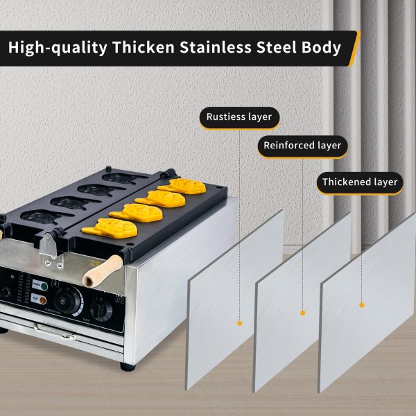 Electric 220V Dog Head Shaped Waffle Maker French Bulldog Shaped Tray Burner New for Kids & Adults Breakfast