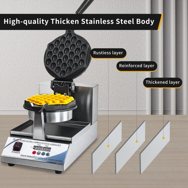 Professional Hong Kong Egg Waffle Maker Commercial Intelligent Digital Non-Stick Stainless Steel Snack Machine New for Hotels