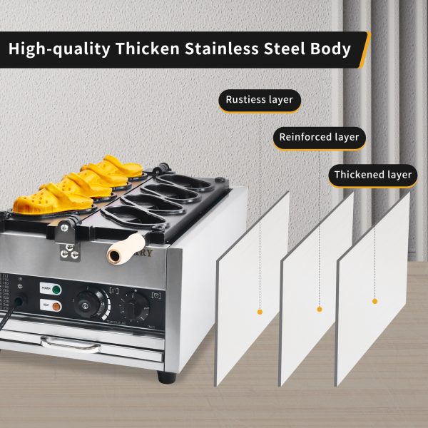 Commercial 2-Slice Stainless Steel Square Waffle Maker Non-Stick Industrial Belgian Design 110V Temperature Time Control Snack