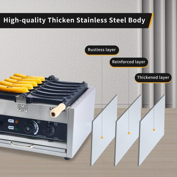 Commercial 110/220V Banana Shaped Smiling Face Waffle Maker Non-Stick for Restaurants Kitchen Snack