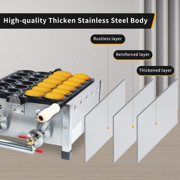 Professional Commercial Stainless Steel Smiling Egg Iron Machine Non-Stick Easy Operate Gas Waffle Maker for Snack Bar New