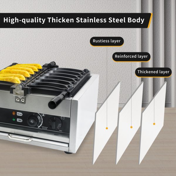 Commercial Electric Six Banana Shaped Smiling Face Waffle Maker High Productivity Stainless Steel for Restaurant Household Hotel