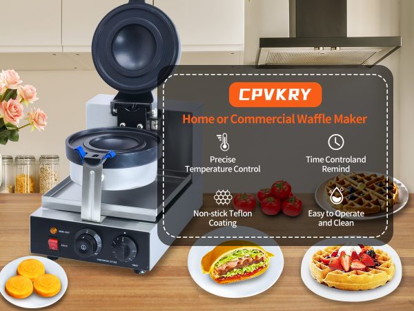 Electric 110V/220V 50-250℃/122-482℉ Non-Stick UFO Burger Ice Cream Filling Waffle Maker Sandwich Press Sandwich Waffles
