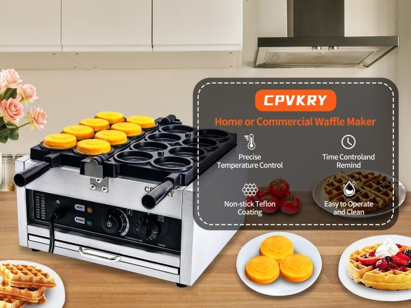 Professional High Quality Electric French Crepes Waffle Maker Taiwan Province Red Bean Cake Wheel Snack Machine New Condition