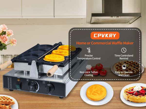 2000w Professional Commercial Electric Custom Korean Cheese Gold Coin Shape Waffle Maker Machine