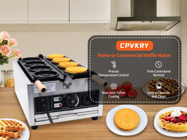 CPVKRY Customized Korean Industrial Gold Coin Shape Waffle Maker Machine Electric Gas for Restaurant Use Cheesy Customization