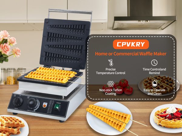 Christmas Tree Shaped Non-Stick Teflon Coating Waffle Maker 110V 50-300℃/122-572℉ Adjustable Snack Machine