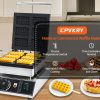 Household Hotel Use Stainless Steel Electric 6-Slice Double-Sided Waffle Maker Temperature Time Control Easy Operate for Snacks