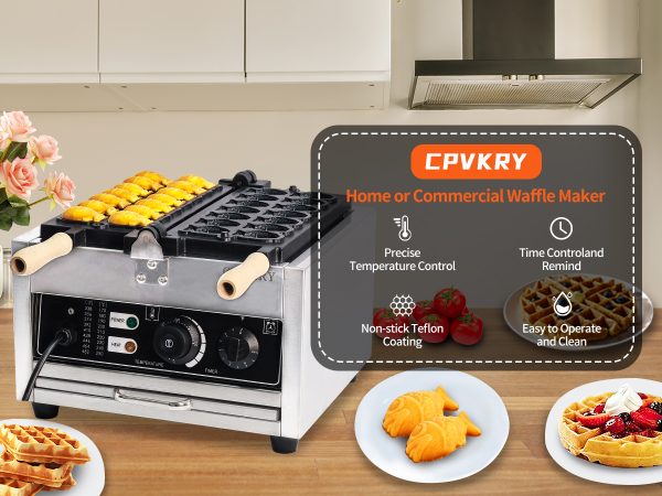 Commercial Stainless Steel Taiyaki Waffle Machine Fish Shape Double Waffle Maker for Restaurants Dutch Leisure Electric for Sale