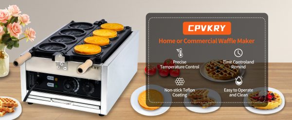 110/220V Customizable CPVKRY Electric Rotary Waffle Maker Non-Stick Stainless Steel 10 Yen Cheese Gold Coin Peso Shape Household