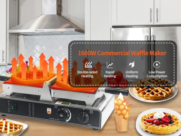 Commercial Electric Stainless Steel Bubble Waffle Machine 110/220v Hong Kong Egg Waffle Snack Non-Stick Temperature Time Control