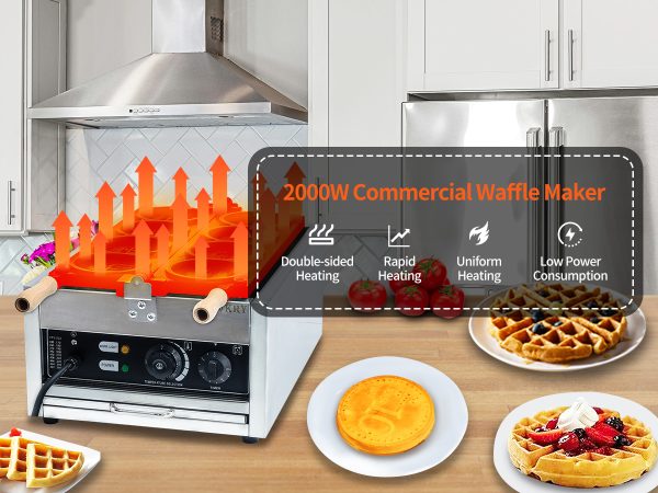 2000w Professional Commercial Electric Custom Korean Cheese Gold Coin Shape Waffle Maker Machine