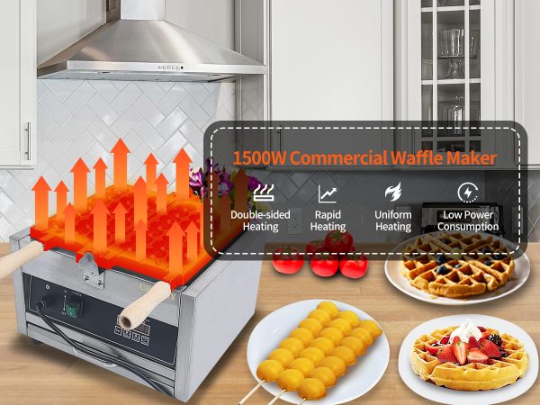 1500W Professional Intelligent Digital Waffle Stick Maker Machine 110 220 V Commercial Grade Non-Stick Stainless Steel for Hotel