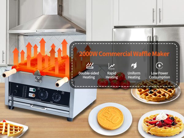 Commercial 10 Yen Coin Operated 1550W 2-in-1 Stainless Steel Waffle Maker Adjustable Temper New Snack Machine for Waffle Sticks