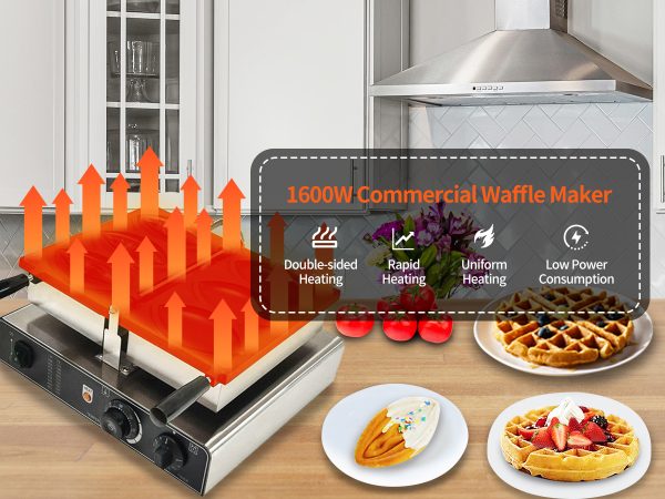 Commercial Stainless Steel Halloween Waffle Maker/Snack Machine 3 Non-Stick Teflon Coating Molds Adjustable Temperature