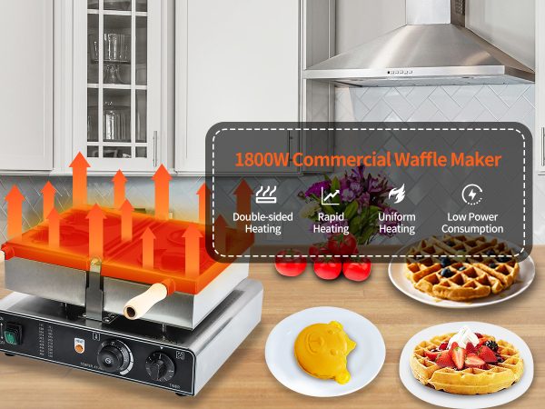 Bear Shaped Waffle Cone Maker Non-Stick Rotatable Stainless Steel Body Teflon-Coated Baking Pan 122-572℉ Machine Snack Machine