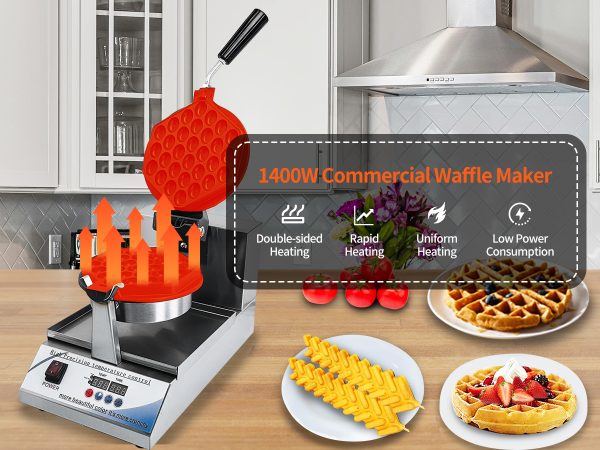 Professional Hong Kong Egg Waffle Maker Commercial Intelligent Digital Non-Stick Stainless Steel Snack Machine New for Hotels