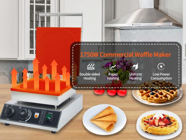 Commercial Electric Stainless Steel Waffle Cone Maker Restaurant Home Kitchen Bakeries Snack Bar Use for Ice Cream Cones Bowls