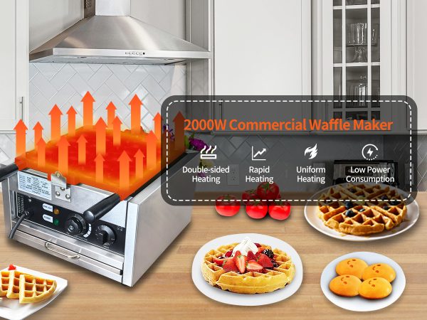 Commercial 2000W Ball Shaped Fill Cheese Waffle Egg-Shaped Smiling Egg Face Waffle Maker with Non-Stick Snack Machine