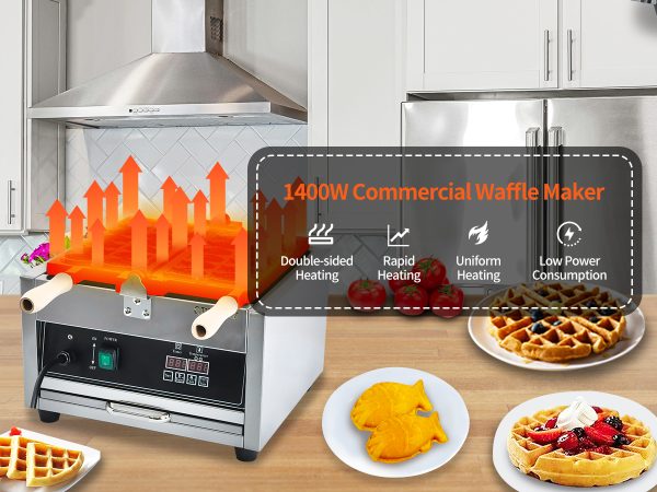 Professional Intelligent Digital LED Taiyaki Fish Waffle Iron High-Precision Temperature Control New for Hotels Coffee Shops