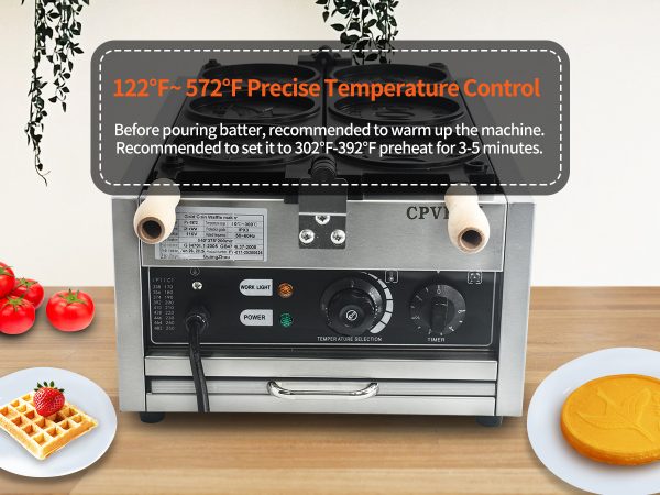 110/220V Customizable CPVKRY Electric Rotary Waffle Maker Non-Stick Stainless Steel 10 Yen Cheese Gold Coin Peso Shape Household