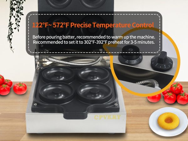 Commercial Double-Sided Heating Stainless Doughnut Maker Professional Kitchen Non-Stick Snack Machine Temperature Control New