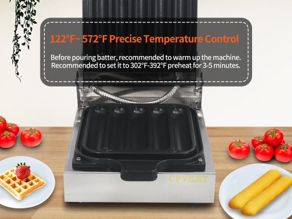 Commercial 110v/220v Hotdog Waffle Maker Machine New 5 Slice Non-Stick Stainless Steel Lolly Stick Waffle Maker