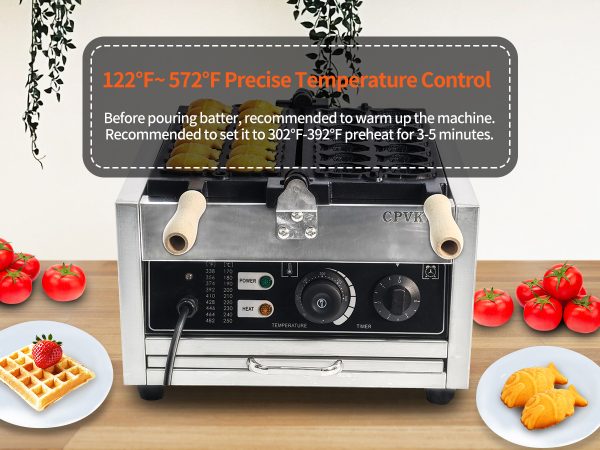 Commercial Stainless Steel Taiyaki Waffle Machine Fish Shape Double Waffle Maker for Restaurants Dutch Leisure Electric for Sale