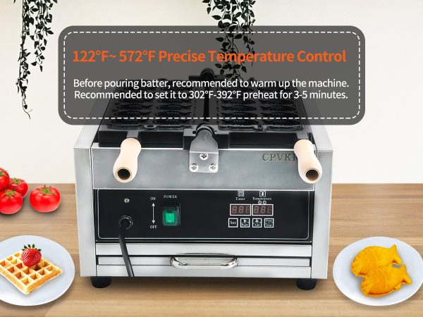 Professional Intelligent Digital LED Taiyaki Fish Waffle Iron High-Precision Temperature Control New for Hotels Coffee Shops