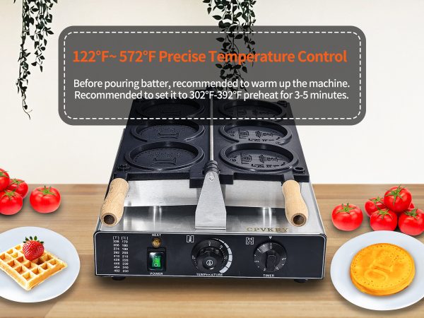 2000w Professional Commercial Electric Custom Korean Cheese Gold Coin Shape Waffle Maker Machine