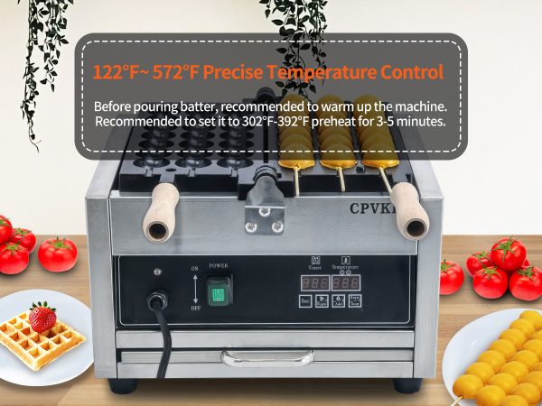 1500W Professional Intelligent Digital Waffle Stick Maker Machine 110 220 V Commercial Grade Non-Stick Stainless Steel for Hotel