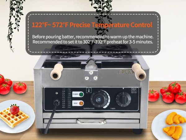 CPVKRY Newly Designed Poop Shaped Waffle Maker Stainless Steel Pancake Top of the Line Double Flip Rotating Waffle Maker